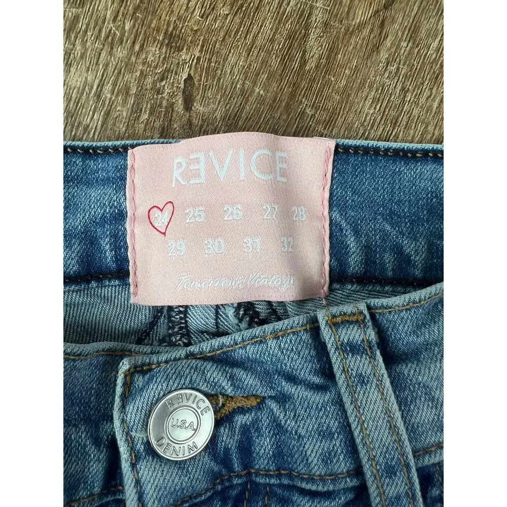Revice Denim Venus Cropped Star Butt Jeans Raw Hem